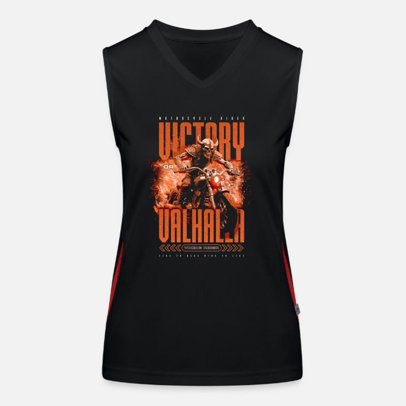 Motorrad Nordische Wikinger Sieg Oder Walhalla Funktionelles Kontrast-Tank Top für Frauen