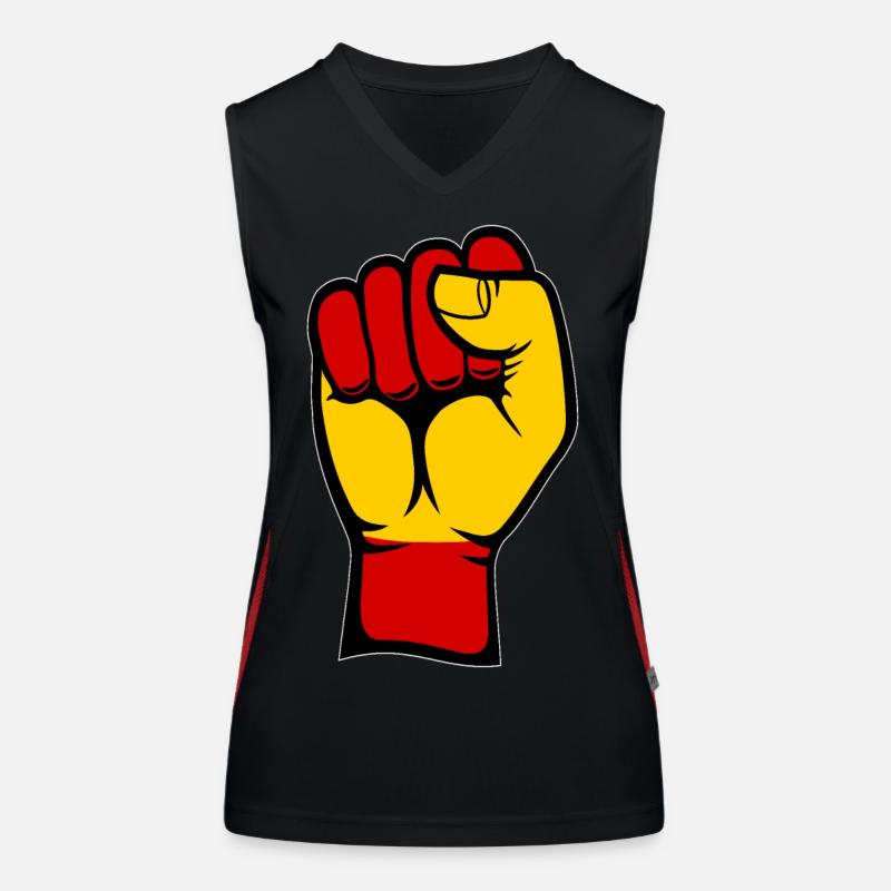 Spanien Flagge Faust Funktionelles Kontrast-Tank Top für Frauen