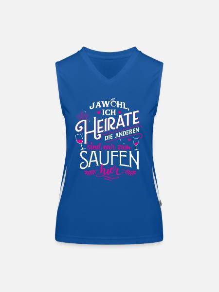 Braut Junggesellin Junggesellinenabschied JGA Ja - Funktionelles Kontrast-Tank Top für Frauen - Royal/Weiß - Vorne