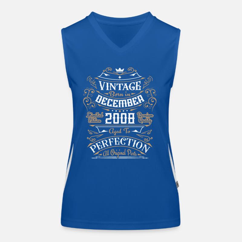 Vintage December 2008, Retro Birthday Gift Women's Functional Contrast Tank Top