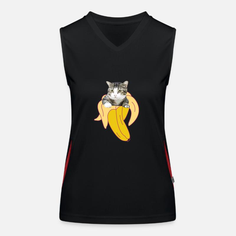 Chat, chat, banane, chaton, miaou, chat, chat, chat, dame Débardeur respirant contrasté Femme
