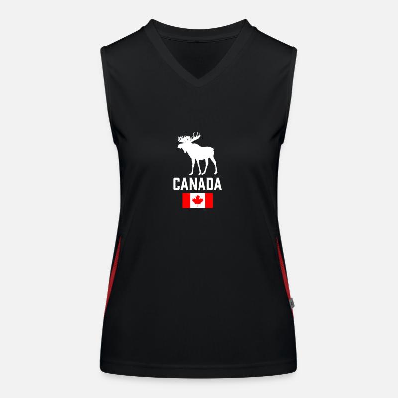 Canada Moose Canada Flag Canadian Pride Maple Leaf - Women's Functional Contrast Tank Top - black/red
