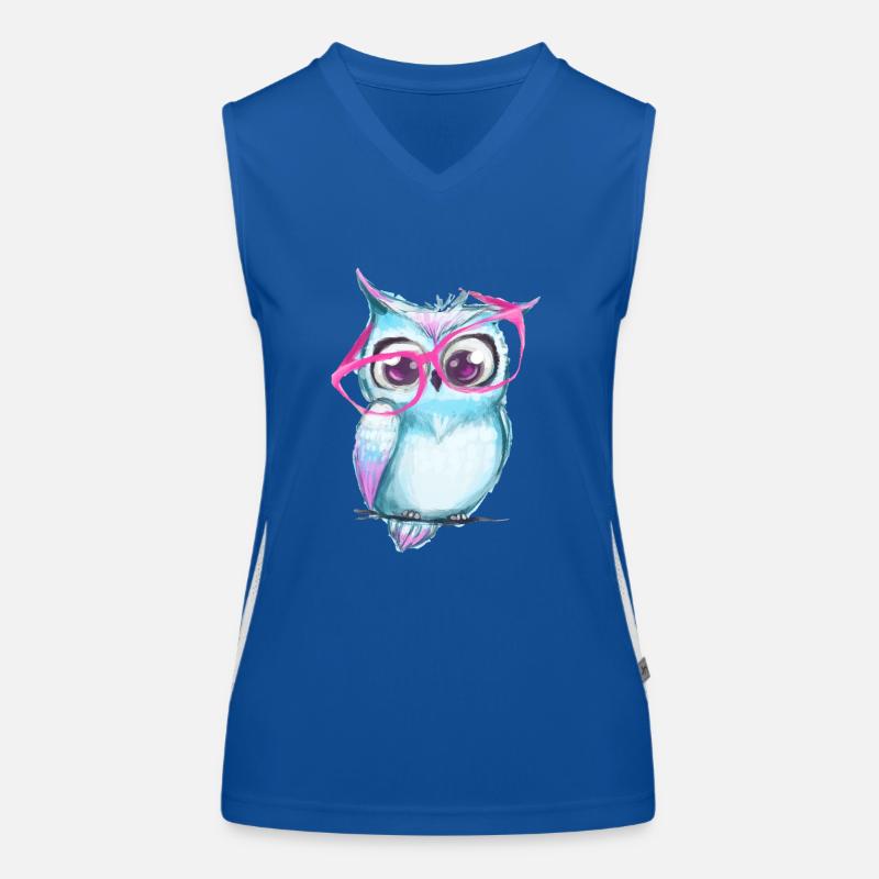 Süße Eule mit Brille Funktionelles Kontrast-Tank Top für Frauen