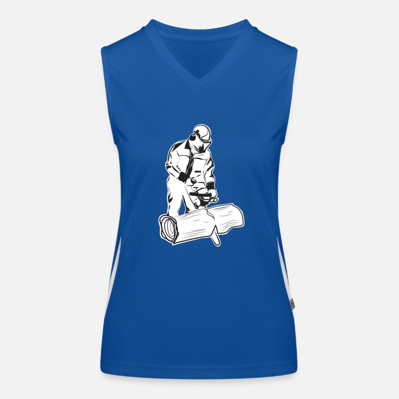 Kettensäge Holzfäller Waldarbeiter Geschenkidee Funktionelles Kontrast-Tank Top für Frauen