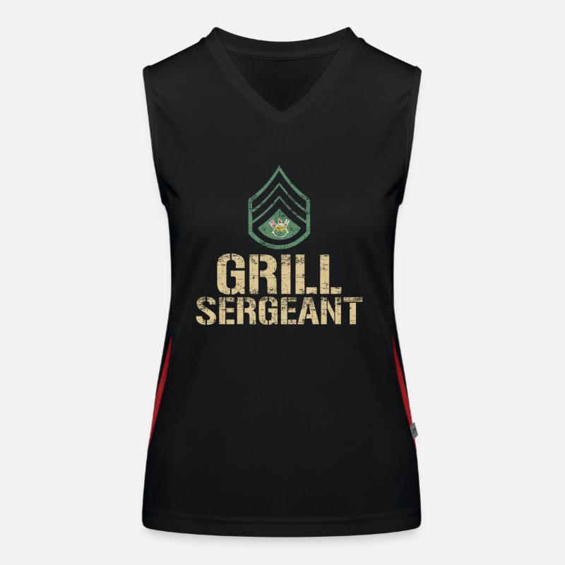Funny Grill Sergeant Grill Barbeque Women's Functional Contrast Tank Top