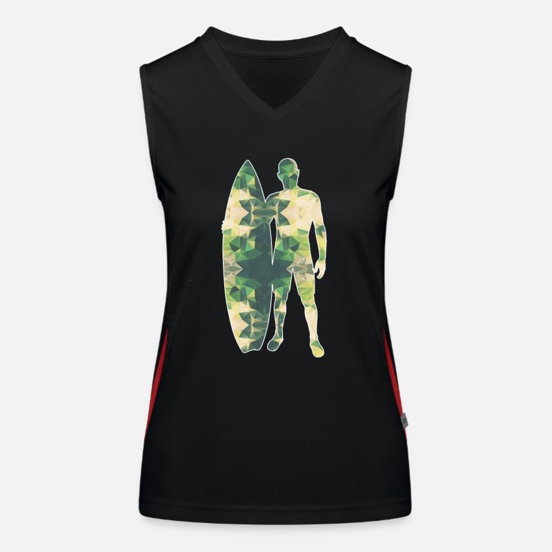 Polygon Surfer green - Women's Functional Contrast Tank Top - black/red