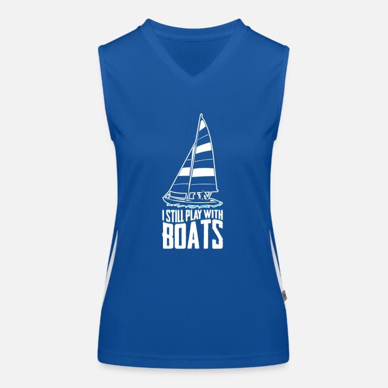 Ich spiele immer noch mit dem Boot Geschenk Funktionelles Kontrast-Tank Top für Frauen