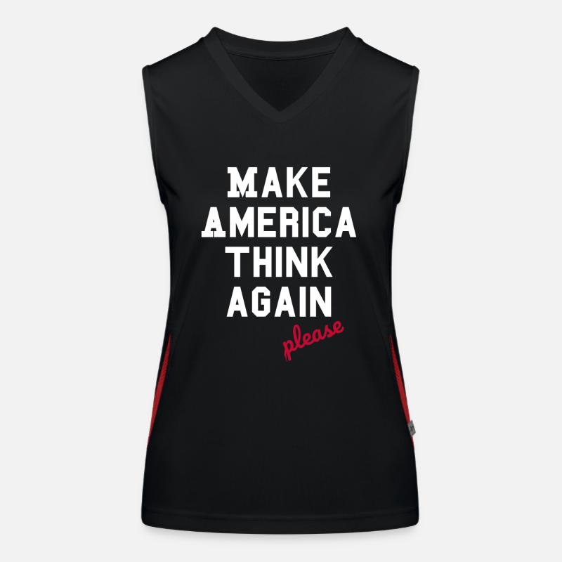 Make America Think Again - Anti  Populismus Funktionelles Kontrast-Tank Top für Frauen