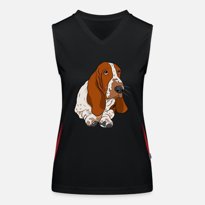 Basset Hound Funktionelles Kontrast-Tank Top für Frauen