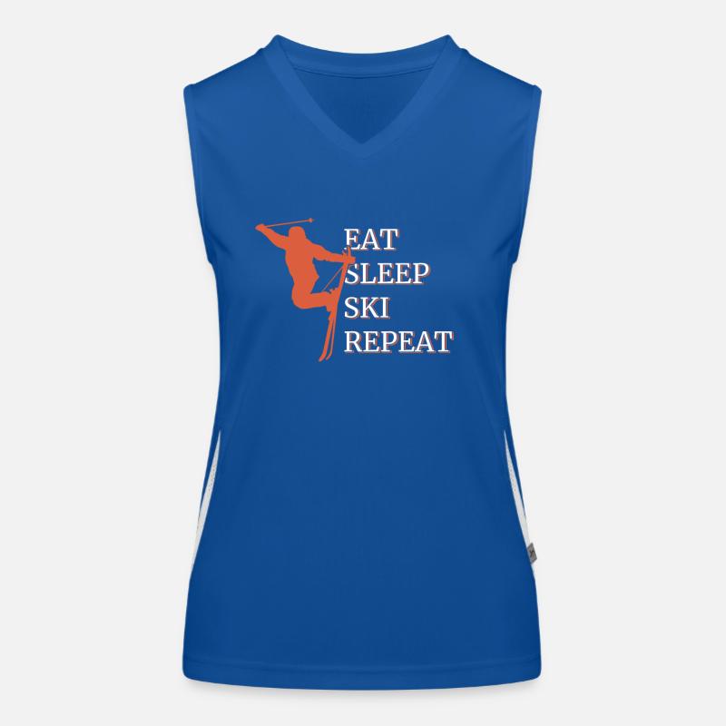 Eat Sleep Ski Repeat Funktionelles Kontrast-Tank Top für Frauen
