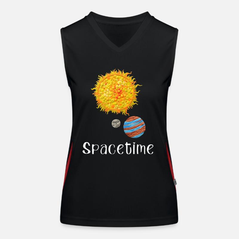 Spacetime sun funny saying yellow planets Women's Functional Contrast Tank Top
