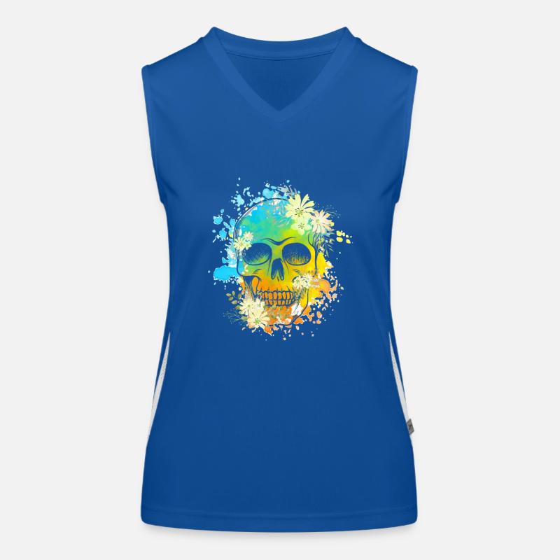 Skull Blumen Funktionelles Kontrast-Tank Top für Frauen