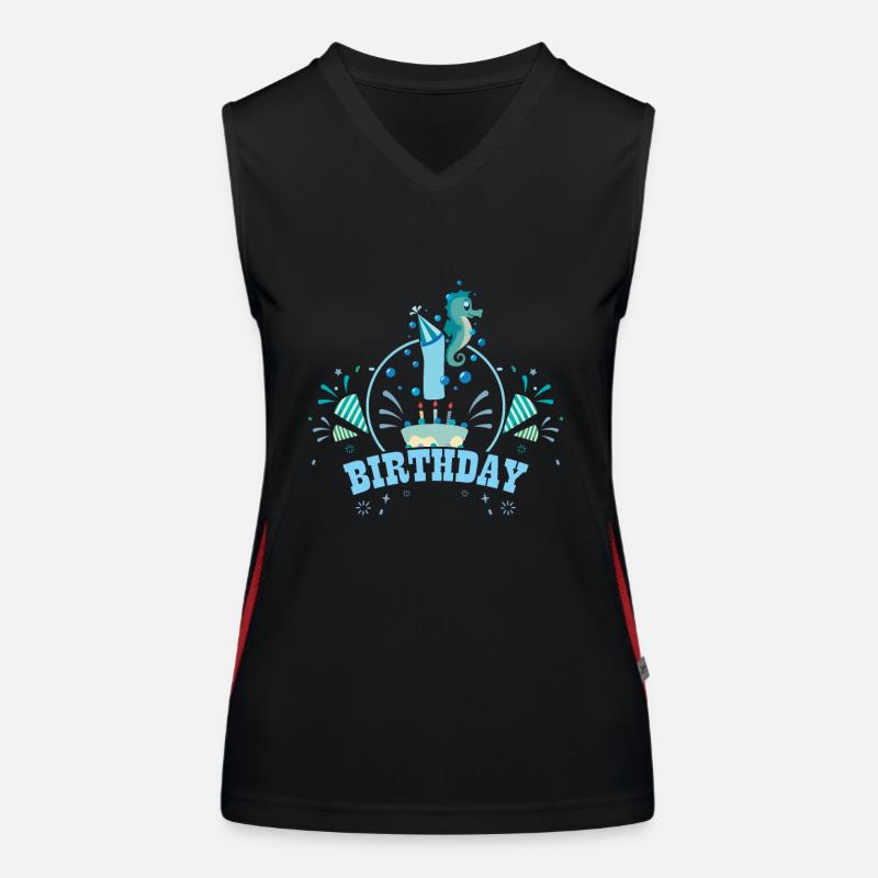 1 Geburtstag Seepferdchen Funktionelles Kontrast-Tank Top für Frauen