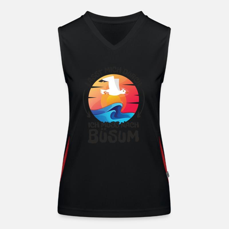 Lasst mich durch nach Büsum Möwe Sonne Strand Funktionelles Kontrast-Tank Top für Frauen