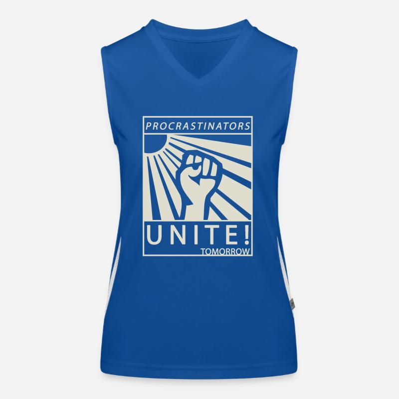Procrastinators Unite Tomorrow Studenten Geschenk Funktionelles Kontrast-Tank Top für Frauen