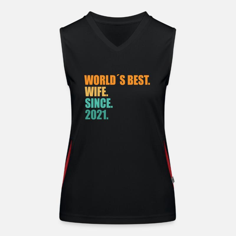 Beste Ehefrau seit 2021 1. Hochzeitstag Funktionelles Kontrast-Tank Top für Frauen