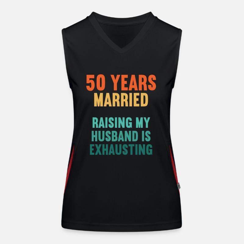 50 years married funny 50th wedding anniversary Women's Functional Contrast Tank Top