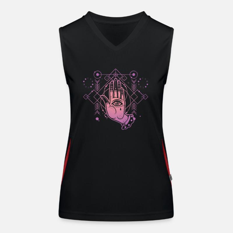 Hand Tarot sacred geometry Women's Functional Contrast Tank Top