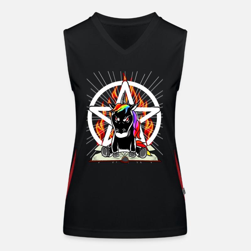 Satan Unicorn Pentagram Devilish Mythical Creature Evil Women's Functional Contrast Tank Top