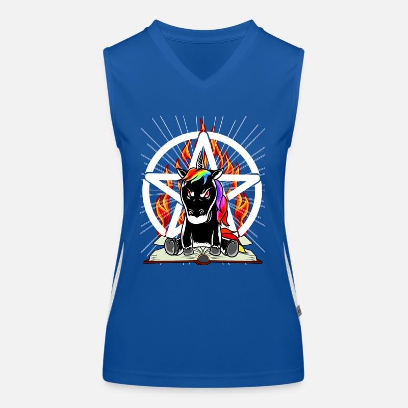 Satan Unicorn Pentagram Devilish Mythical Creature Evil Women's Functional Contrast Tank Top