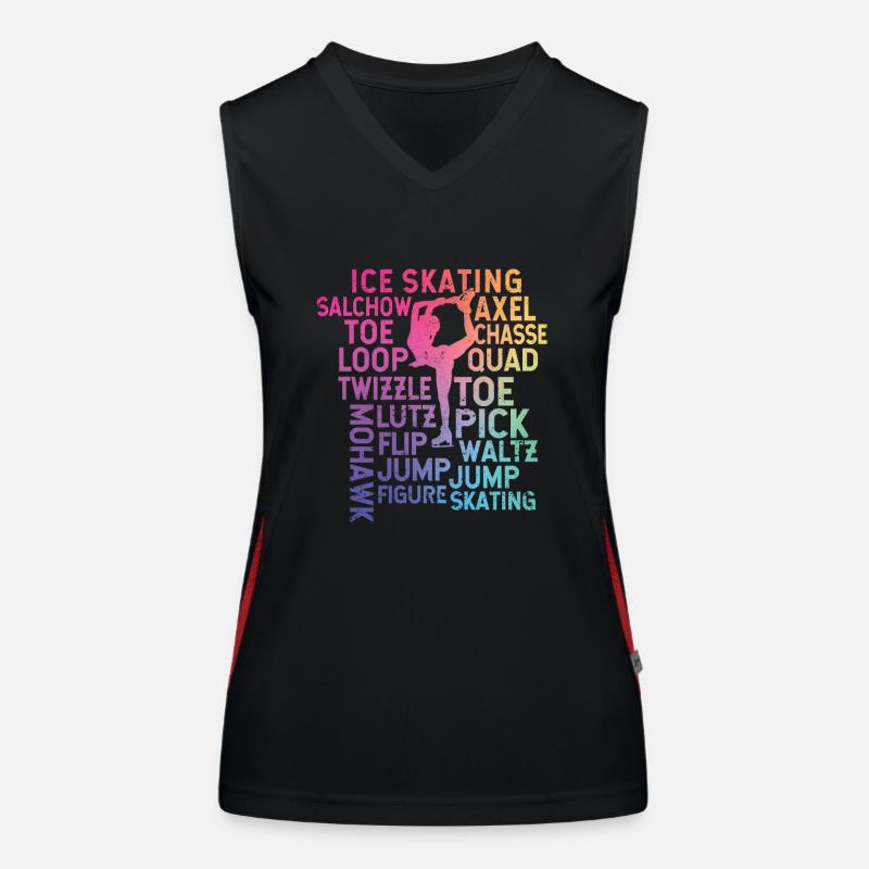 Ice Skating Theme Rainbow Typography Funny Women's Functional Contrast Tank Top