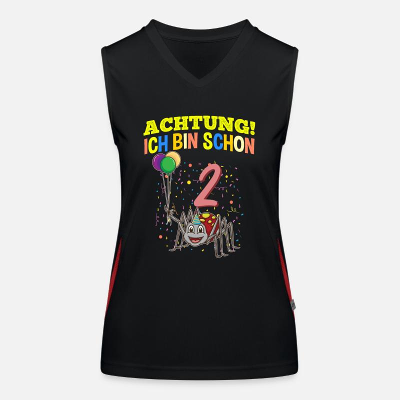 Achtung Ich Bin Schon 2 Tier Geburtstag Spinne Funktionelles Kontrast-Tank Top für Frauen