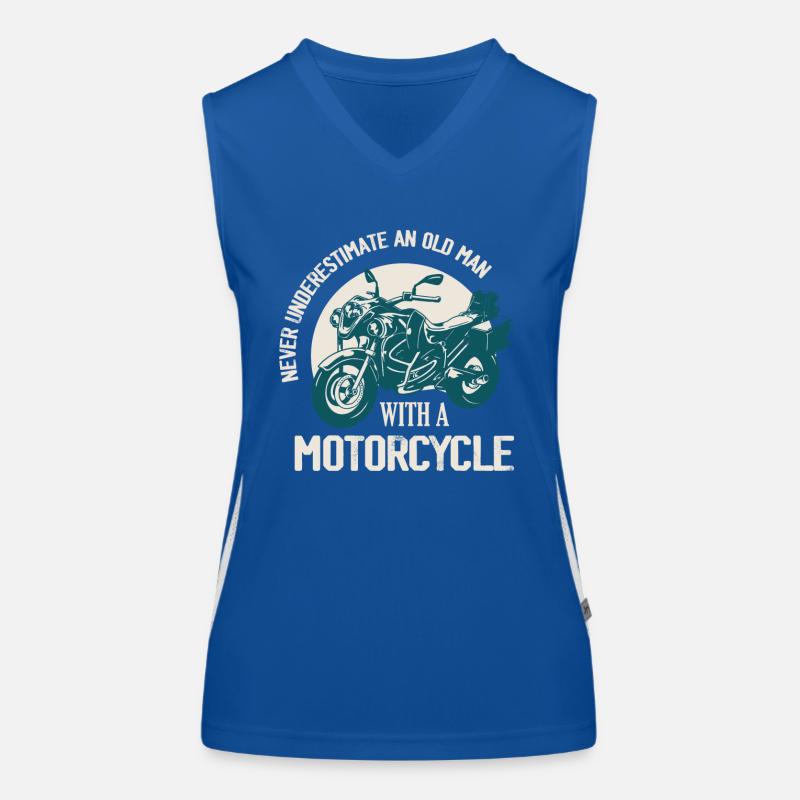 Never Underestimate An Old Man With A Motorcycle B Funktionelles Kontrast-Tank Top für Frauen