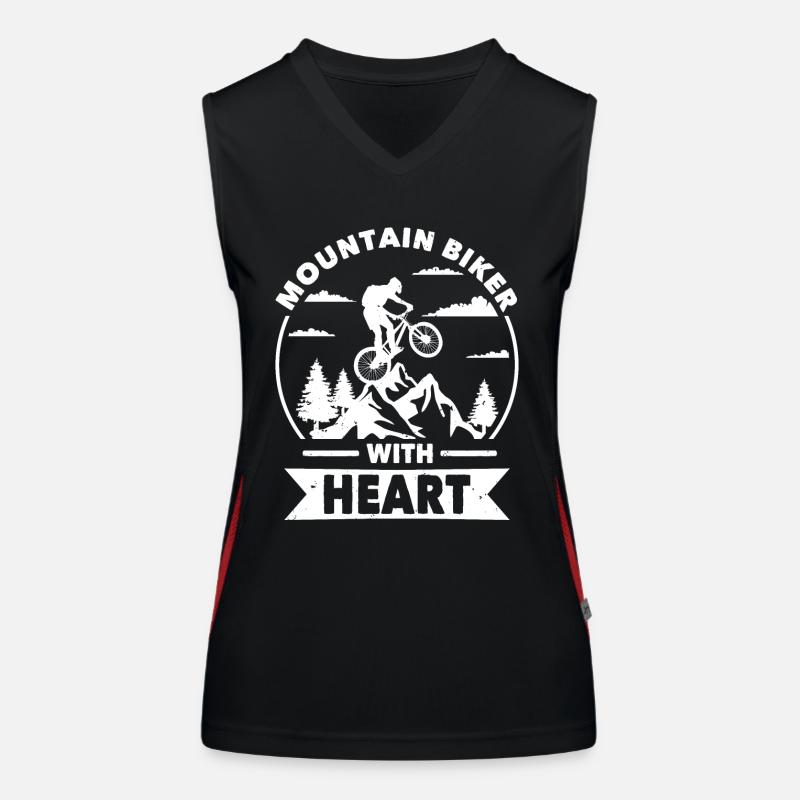 Mountain bikers with heart on the mountain Women's Functional Contrast Tank Top