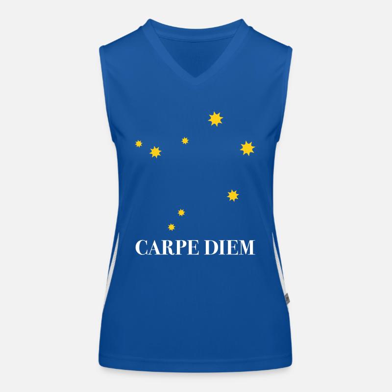 Carpe Diem nutze den Tag Sternbild Waage Libra Ode Funktionelles Kontrast-Tank Top für Frauen