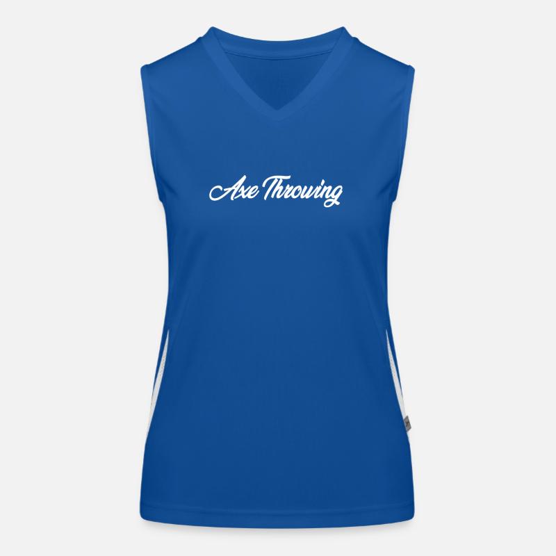 AXE THROWING CURSIVE TEXT NOVELTY HOBBY Funktionelles Kontrast-Tank Top für Frauen