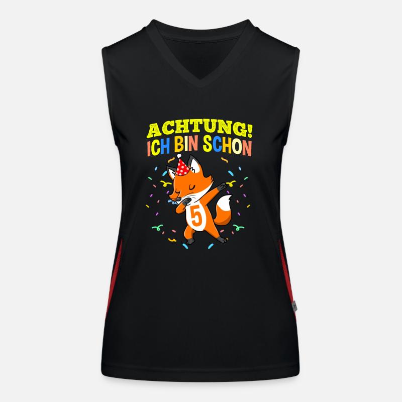 Achtung Ich Bin Schon 5 Geburtstag Fuchs Funktionelles Kontrast-Tank Top für Frauen