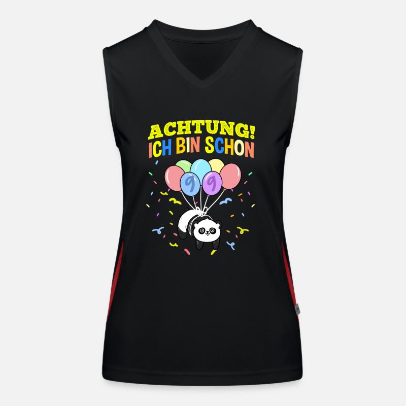 Achtung Ich Bin Schon 9 Geburtstag Panda Funktionelles Kontrast-Tank Top für Frauen