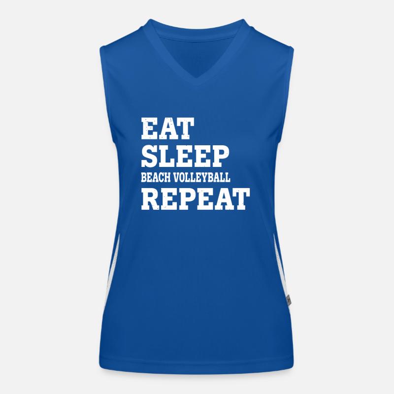 EAT SLEEP BEACH VOLLEYBALL REPEAT FUNNY SARCASTIC Funktionelles Kontrast-Tank Top für Frauen