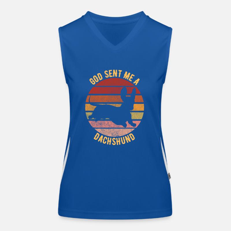 Gott schickte mir einen Dackel Funktionelles Kontrast-Tank Top für Frauen