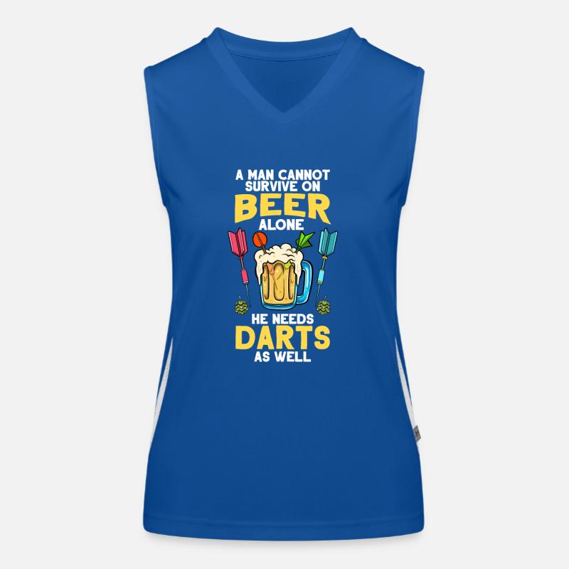 Dart Dartboard A Man Cannot Survive On Beer Darts Women's Functional Contrast Tank Top