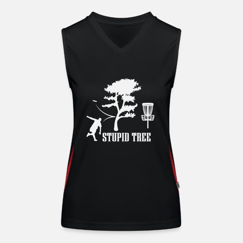 Dummer Baum, Disc Golf Design, Discgolfspieler Funktionelles Kontrast-Tank Top für Frauen