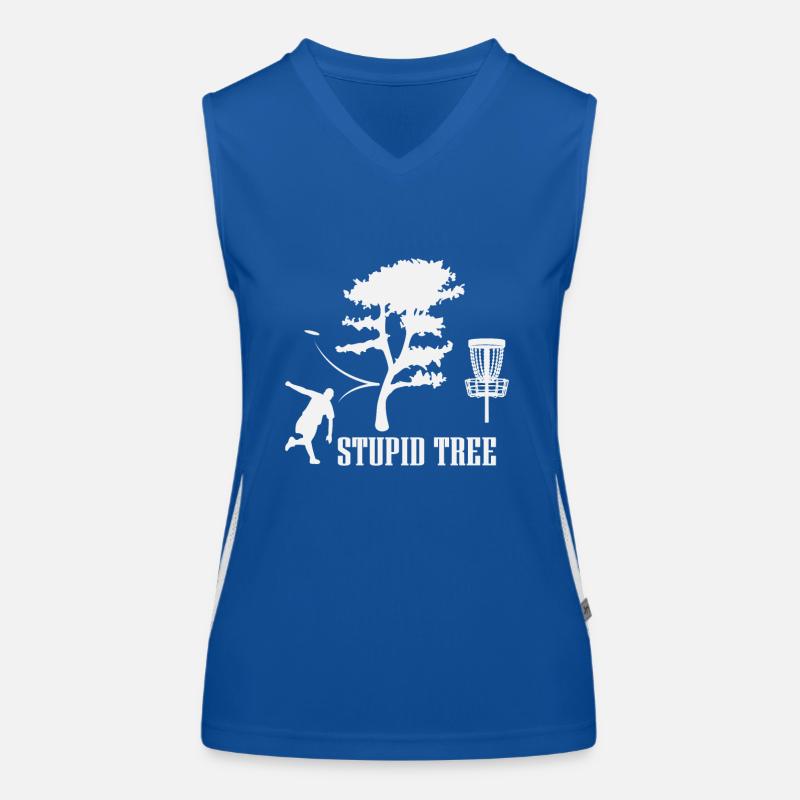 Dummer Baum, Disc Golf Design, Discgolfspieler Funktionelles Kontrast-Tank Top für Frauen