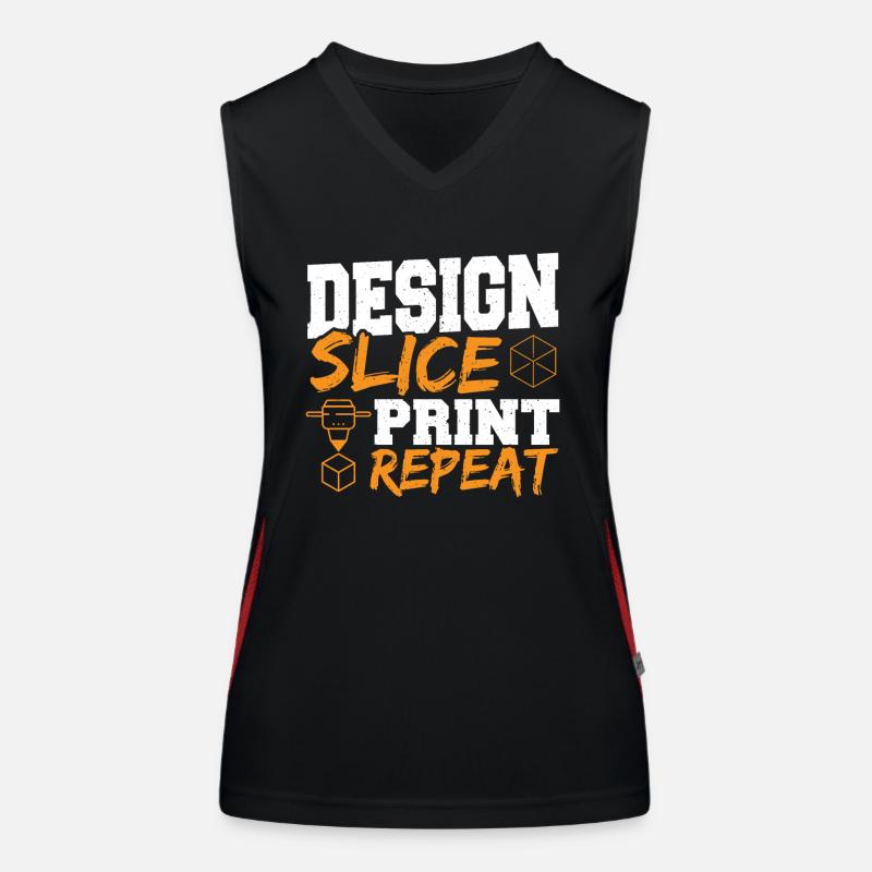 Desing Slice Print Repeat 3D Printing Slicing Women's Functional Contrast Tank Top