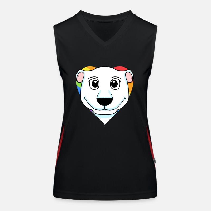 LGBT Tier Eisbär Regenbogen Herz Funktionelles Kontrast-Tank Top für Frauen