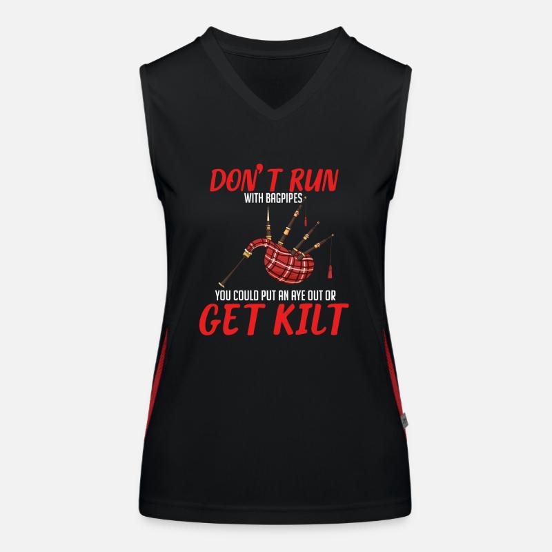 Do Not Run With Bagpipes Schottischer Kilt Funktionelles Kontrast-Tank Top für Frauen