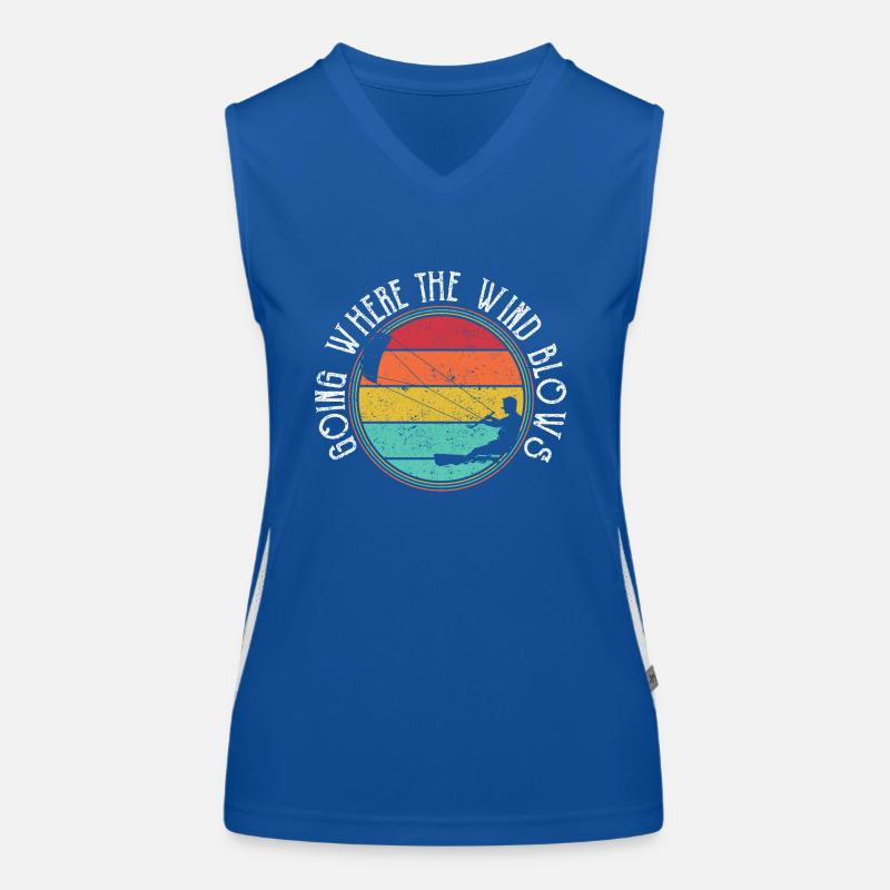 Funny Kiteboarding Kitesurfer Going Where The Wind Funktionelles Kontrast-Tank Top für Frauen