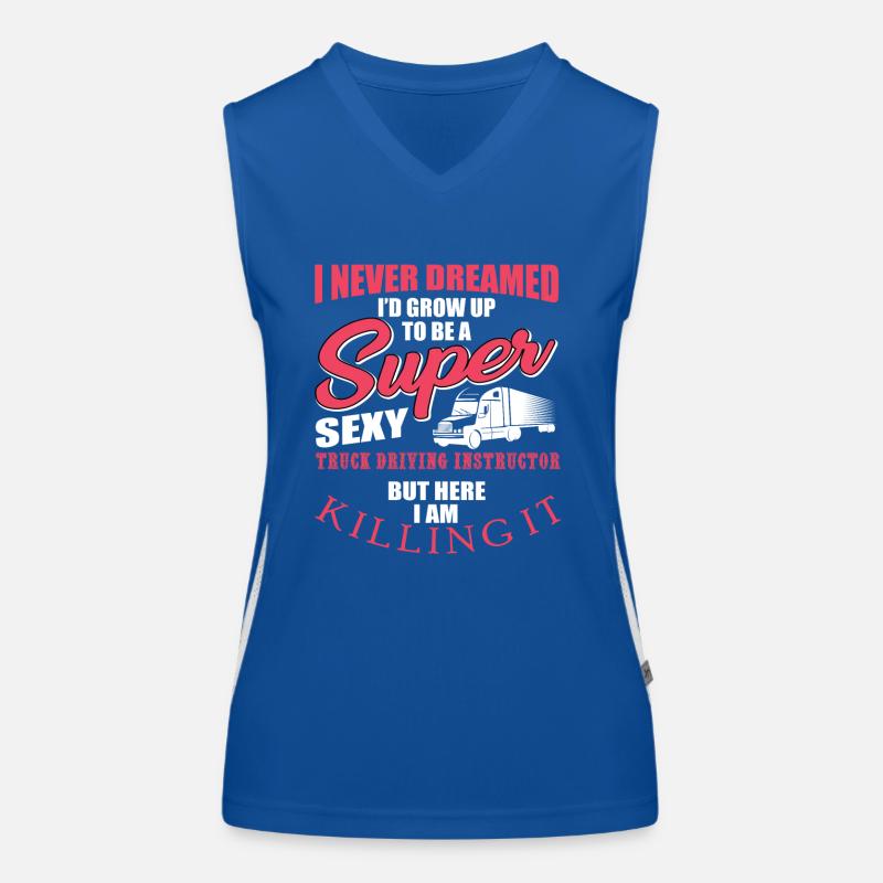 Truck Driving Instructor Saying Women's Functional Contrast Tank Top