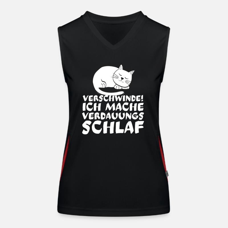 Verschwinde Ich schlafe Katze Katzen Geschenk Funktionelles Kontrast-Tank Top für Frauen