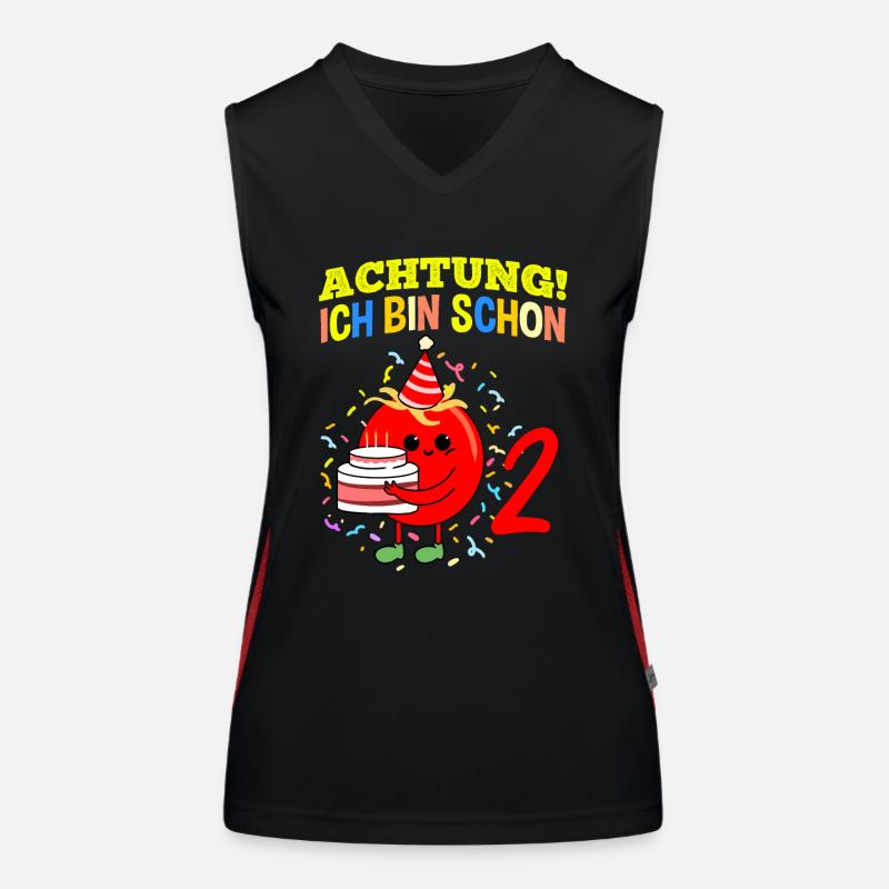 Achtung Ich Bin Schon 2 Geburtstag Tomate Funktionelles Kontrast-Tank Top für Frauen