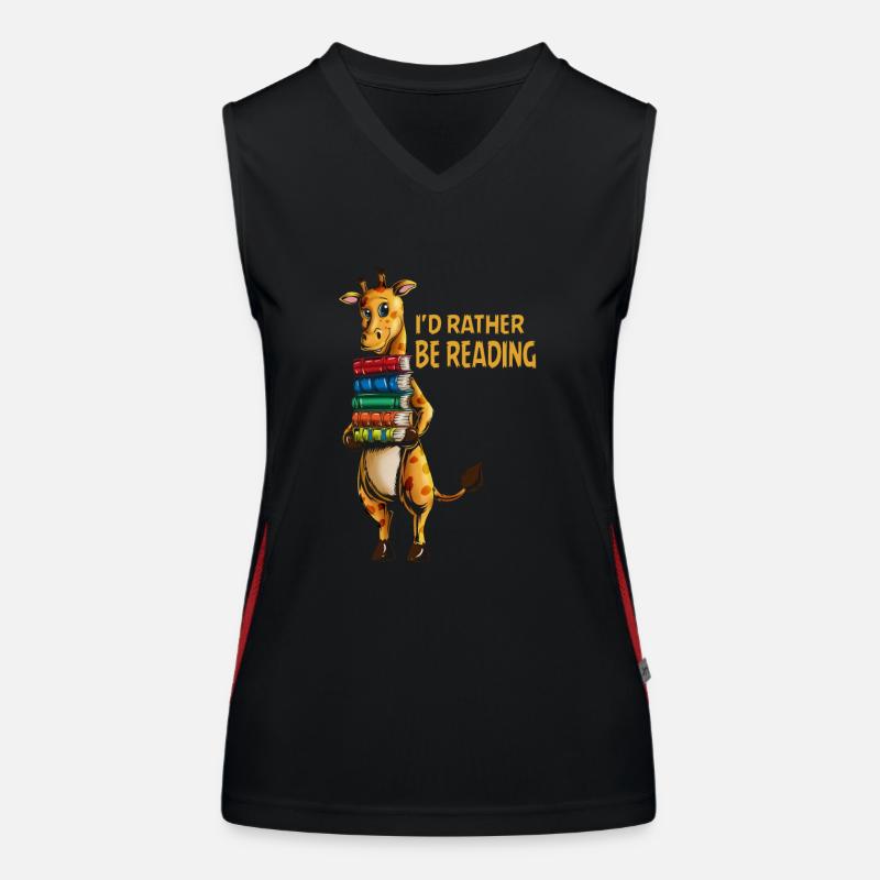 Africa giraffes read a stack of books Women's Functional Contrast Tank Top