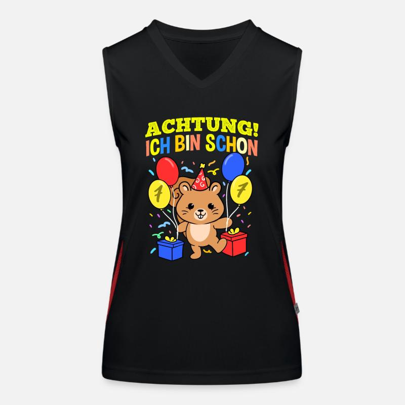 Achtung Ich Bin Schon 7 Geburtstag Eichhörnchen Funktionelles Kontrast-Tank Top für Frauen