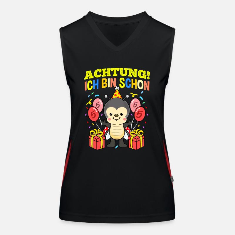 Achtung Ich Bin Schon 5 Geburtstag Marienkäfer Funktionelles Kontrast-Tank Top für Frauen