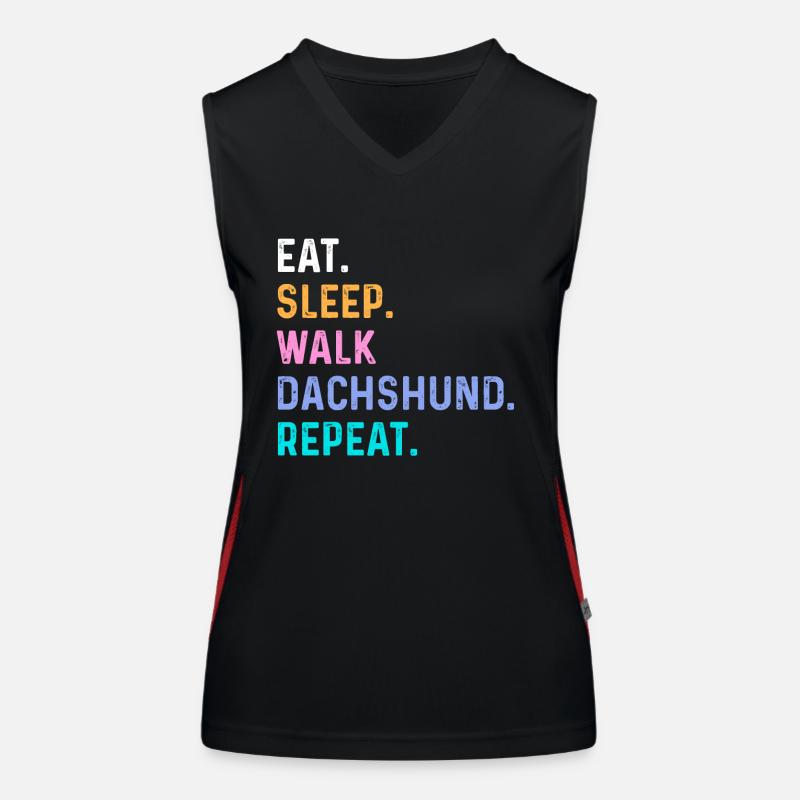 Eat Sleep Walk Dachshund Repeat Women's Functional Contrast Tank Top