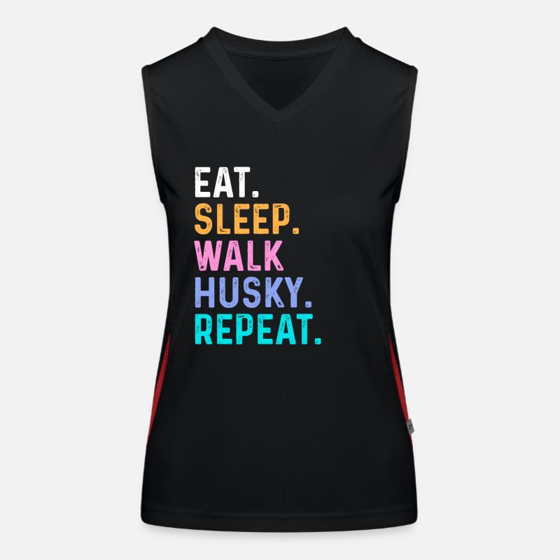 Manger Sleep Walk Husky Répéter Débardeur respirant contrasté Femme