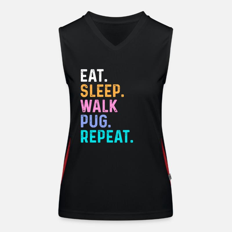 Manger Sleep Walk Pug Répéter Débardeur respirant contrasté Femme